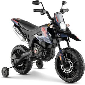 RELAX4LIFE Moto Elettrica Aprilia RX 12 V per Bambini, con Rotelle Ausiliarie, 5,5-6 km/h, Luci,Musica,Fari, Carico 30 KG, per Bambini 3-8 Anni