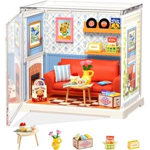 Rolife Super Creator DIY Casa in Miniatura Kit per Casa delle Bambole di Decorazione, Casa Piccola Natale Regalo di Compleanno, Kit Modellismo per Adulti (Country Blue Lounge)