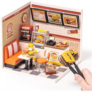 Rolife Kit di Case Miniatura Fai da Te Super Mondo Serie Case delle Bambole con Accessori Hobby delle Donne Regalo Compleanno per Adulti (Yum Yum Burgers)