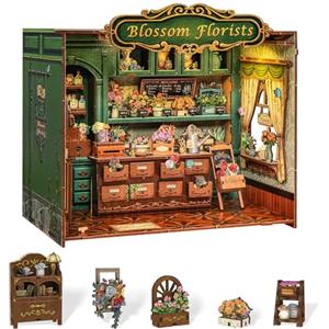 CUTEBEE Kit Book Nook DIY - Miniature House in Miniatura con Luci LED, Puzzle 3D Casa Prefabbricata per Adulti, Decorazione Libreria Creativa, Un Regalo Speciale per La Famiglia e Gli Amici