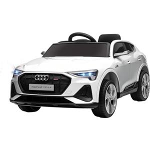 HOMCOM Macchina Elettrica per Bambini 12V Audi E-tron con Doppio Motore, Telecomando e Batteria Ricaricabile, Velocità 3-5km/h, Luci LED e Musica, Bianco