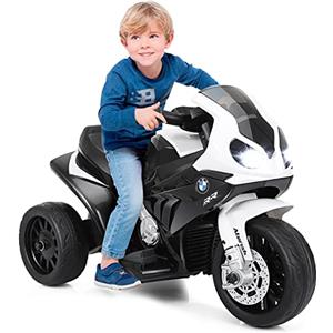 RELAX4LIFE BMW-S 1000 RR 6V Moto Elettrica per Bambini con 3 Ruote, Musica, Luci e Clacson, 3 km/h, Triciclo Elettrico per Bambini da 18-36 Mesi, Portata di 20 kg (NERA)
