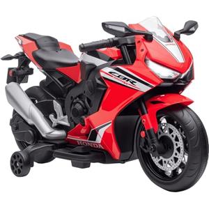 HOMCOM Moto Elettrica per Bambini con Licenza HONDA, Moto per Bambini Elettrica con Batteria 6V Ricaricabile, Velocità 3 km/h, Musica e Rotelle, Rosso