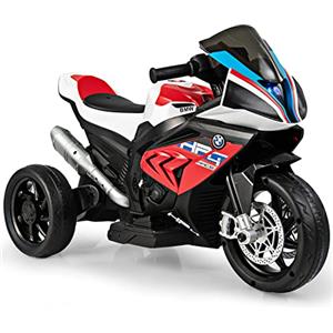COSTWAY 6V BMW Moto Cavalcabile per Bambini, Motocicletta a 3 Ruote con Musica Fari, 3km/h, Moto Elettrica Regalo per Bambini 37 a 96 Mesi (Rosso)