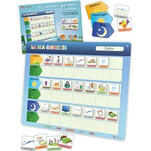LIKARTO Calendario giornaliero per bambini - Lavagna magnetica da parete Montessori con 152 magneti e cordoncino - completamente scrivibile e cancellabile - Apprendere la routine giornaliera