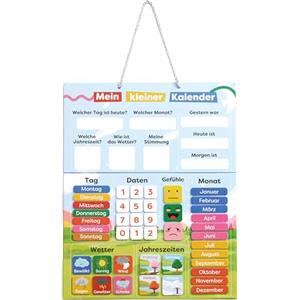 chuckle Lavagna magnetica per bambini con stagioni, data e tempo (in tedesco) - 40 x 32 cm - strumento di apprendimento giocoso da 4 a 10 anni