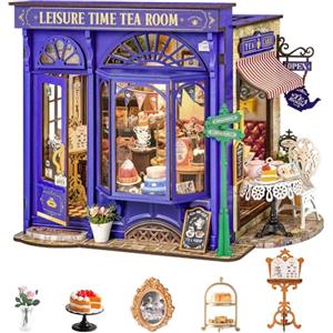 Rolife Casa delle bambole per il tempo libero, sala da tè, fai da te, kit per casa delle bambole, kit per il tempo libero, struttura di apertura, regalo di compleanno