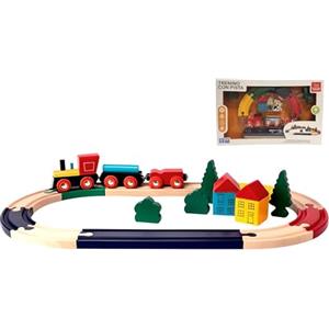 Generico Trenino in Legno per Bambini Trenino con Pista Treno con Locomotiva Vagoni Binari Treno Bimbi Trenini Giocattolo con Accessori Ferrovia in Legno Trenini Giocattolo in Legna Pista Locomotiva in Legna