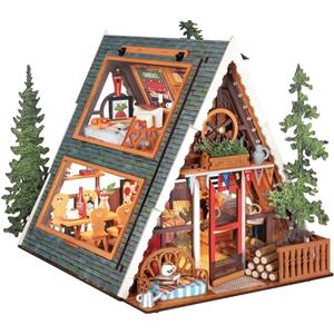 Rolife Casa delle Bambole Cabina A-Frame Modello in Legno Casa in Miniatura della Guarigione Naturale Foresta Fiabesca Decorazione per la Casa Regalo Creativo per Adulti