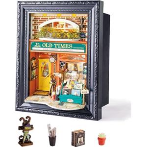 Rolife Casa in Miniatura per Adulti Casa delle Bambole Miniatura da Parete con Luci LED Decorazione per la Casa Puzzle 3D in Legno Regalo Creativo per Adulti (Vecchia Libreria)