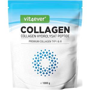 Vit4ever Collagen in Polvere 1000 g (1 kg) - 100% Peptidi idrolizzati di Collagene Bioattivo - Tipi 1 e 3 - Sapore Neutro - Senza additivi