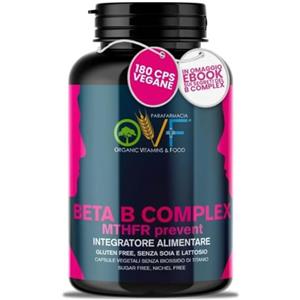 PARAFARMACIA, ORGANIC VITAMINS & FOOD OVF Vitamina B Complex MTHFR Prevent - 180 Capsule Vegan - B2, B6, B9, B12, Metilate e Betaina - Apporta più Energia e Regola l'Omocisteina