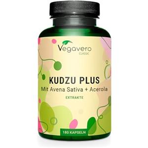 Vegavero KUDZU Vegavero ® | 6.000 mg (10:1) | 180 capsule | 8% Isoflavoni | con Vitamina C da Acerola | Alto Dosaggio | Integratore per Menopausa, Ansia e Astinenza | Vegan