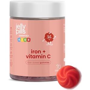 Jelly Pills Gommose al Ferro 14 mg + Vitamina C 15 mg - 60 Gummies - Senza Zucchero - Gusto Pesca - Sviluppo Cognitivo, Energia e Supporto ai Globuli Rossi - Trattamento di 2 Mesi