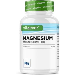 Vit4ever Magnesio ad alto dosaggio - 365 capsule (scorta annuale) - 667 mg, di cui 400 mg di magnesio elementare per dose giornaliera da ossido di magnesio - senza additivi inutili