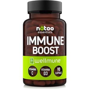 NÄTOO Immune Boost 90 Capsule - Integratore Completo per il Supporto delle Difese Immunitarie con Vitamina C, D3, Nac, Zinco, Reishi, Beta Carotene, Echinacea, Rame e Sambuco