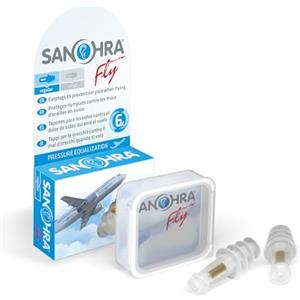 SANOHRA fly - tappi per le orecchie contro la pressione in volo | Per adulti | Riutilizzabili (fino a 6 voli) | Equalizzazione della pressione durante il decollo e l'atterraggio | Comfort in viaggio