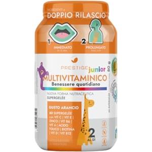 Prestige MULTIVITAMINICO JUNIOR, 60 Supergelée Gusto Arancia - Integratore per Bambini con Vitamine A, C, D, E, B6, B12 e Zinco - Supporto Energetico e Immunitario - Protezione da Stress Ossidativo