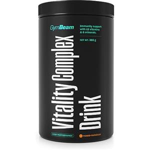 GymBeam Vitality Complex Drink - Multivitaminico in Polvere con Vitamine e Minerali, 23 Principi Attivi, L-Glutammina, Inulina e Maca per Immunità, Nervi, Energia (360 g, Mango - Maracuja)