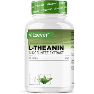 Vit4ever L-Teanina - 180 capsule - 750 mg per dose giornaliera - da estratto naturale di tè verde - alta dose - senza additivi - vegana