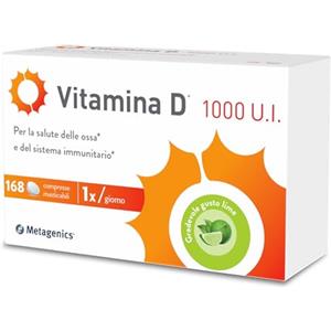 Metagenics Vitamina D 1000 U.I. - Integratore Sistema Immunitario - Per la Salute delle Ossa - 168 Compresse Masticabili