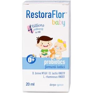 U.G.A. Nutraceuticals Fermenti Lattici Neonati Gocce Restoraflor Baby - 4 Miliardi di Probiotici per Bambini 0+ Anni per Intestino - Solo 1 ml al giorno - Senza Coloranti e Conservanti