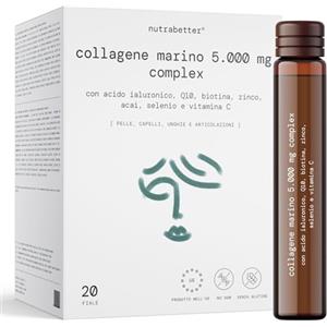 NUTRABETTER Collagene marino idrolizzato da bere AQUACOL® 5.000 mg |+ Acido ialuronico 200 mg + Q10 |Collagene liquido da bere |+ Vitamina C, Biotina, Selenio, Zinco e Acai |Articolazioni, pelle, capelli e unghie
