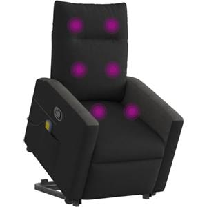 vidaXL Poltrona Alzapersona Massaggiante Reclinabile Nera in Tessuto