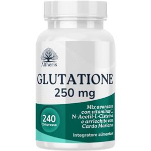 Altheris Glutatione Forte 240 Compresse 250mg con Nac N-Acetil-Cisteina, Vitamina C e Cardo Mariano - Potente Antiossidante Integratore Detox Anti-Age