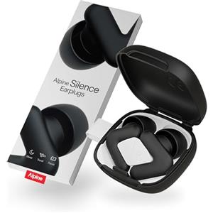 Alpine Silence Tappi Orecchie per Dormire, Viaggiare & Concentrarsi - Protezione Uditiva Comoda, Riutilizzabile - Forma a V aderente & Punte Morbide - XS/S/M/L - Nero