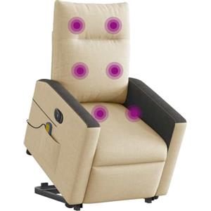 vidaXL Poltrona Alzapersona Massaggi Elettrica Grigio Chiaro Tessuto