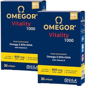 Omegor Omega 3 IFOS 5 Stelle OMEGOR Vitality 1000 - Omega3 EPA 535mg e DHA 268 mg - 30 Capsule Senza Retrogusto e Facili da Digerire