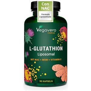 Vegavero Glutatione Liposomiale e Ridotto | Con NAC, Vitamina C, MSM, Glicina e Cardo Mariano | Antiossidante, Disintossicante, Immunostimolante | 90 Capsule | Vegano e Senza Additivi