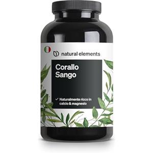 natural elements Corallo marino Sango - 180 capsule - 660 mg di calcio - 330 mg di magnesio - fonte naturale di calcio e magnesio - testato in laboratorio, senza magnesio stearato, ad alto dosaggio