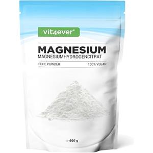 Vit4ever Magnesio puro - 600 g di polvere (4,3 mesi di fornitura) - Polvere pura senza additivi - Qualità premium - Vegan