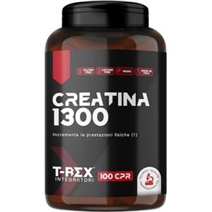 T-Rex Integratori Creatina Micronizzata Monoidrata 100 compresse da 1300mg - Integratore alimentare per massa muscolare e boost energetico pre workout