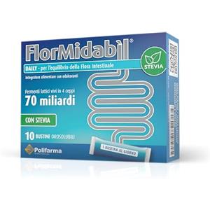 Flormidabil Daily Stick Orosolubili - 70 Miliardi di Fermenti Lattici Vivi, 10 Bustine Orosolubili con Stevia