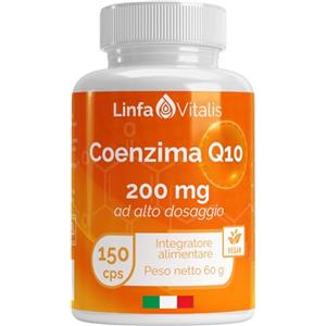 Linfa Vitalis Coenzima Q10 Ubiquinone 200mg 150 Capsule Vegane - Integratore CoQ10 Altamente Biodisponibile - Antiossidante, Antiage, Energia, Sistema Immunitario