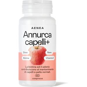 Aenea, Mela Annurca Capelli 60 Cps, Anticaduta Uomo e Donna, Rinforza e Favorisce la Crescita Con Biotina, Selenio, Rame, Vitamina E, Melannurca Integratore Capelli, Cuoio Capelluto, Pelle e Unghie