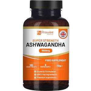 PH PROWISE Healthcare Ashwagandha 1500mg 180 Compresse Vegane | Fornitura per 6 mesi | Estratto puro di radice di Ashwagandha ad alta resistenza | Prodotto nel Regno Unito da Prowise Healthcare