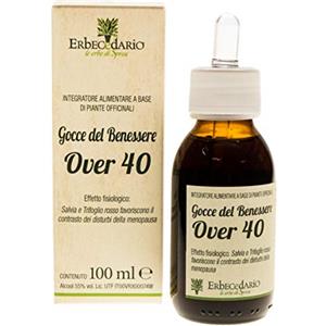 Erbecedario Gocce Benessere Over40, Integratore donna utile per Alleviare vampate di calore menopausa, Sudorazione Eccessiva, Sonno Agitato e Sbalzi Di Umore, Integratore Menopausa 1 Flacone 100ml