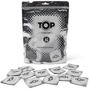 TOP TRULY.ON.POINT TOP preservativi, confezione da 40, fragola, colorati di rosso, naturali e realistici, in lattice, con serbatoio, diametro 53 mm, per uomini