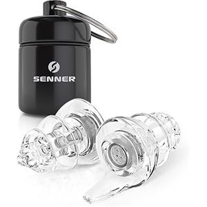 Senner PartyPro - Tappi per le orecchie protettivi con contenitore in alluminio, ideali per feste, concerti, festival, discoteche, club, molto leggeri da portare - Tappi trasparenti