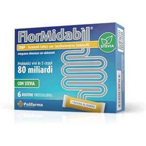 Flormidabil Stop Stick Orosolubili - 70 Miliardi di Fermenti Lattici Vivi e 10 Miliardi di S. Boulardii, 6 Bustine Orosolubili con Stevia