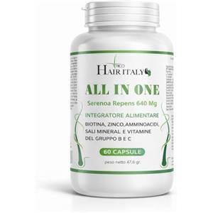 TRICO HAIR ITALY Integratore capelli e Vitamine capelli + serenoa repens+biotina+zinco+Selenio+Saw Palmetto e Caffeina.Multivitaminico Estratti Vegetali e Vitamine,Supporta la crescita aiuta contro la caduta.