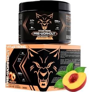 Vitastrong. Pre Workout Potente 300g, Preworkout Vegan con Vitamina B12, L Citrullina, Beta Alanina, Caffeina, Taurina, AstraGin, Vitastrong Pre Workout Made in Italy (24 Porzioni (Confezione da 1), Lime)
