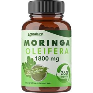 AG nature Moringa Capsule 260 1800mg Pura 100% Naturale - Moringa Oleifera Ricca di Fibre, Calcio e Ferro - Per Metabolismo ed Energia