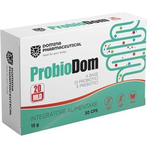 DOMINA PHARMACEUTICAL Fermenti Lattici Probiotici e Prebiotici - Probiotici per Intestino con 20 Miliardi di UFC - Probiotico con 20 Ceppi Batterici per Microbiota Intestinale (30 capsule)