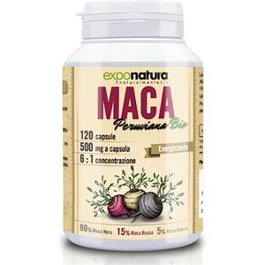 Exponatura | Maca Peruviana Biologica Capsule - Alto Dosaggio 500mg (6:1 Nera/Rossa/Gialla) Gelatinizzata RAW per Energia e Vigore | 120 Unità