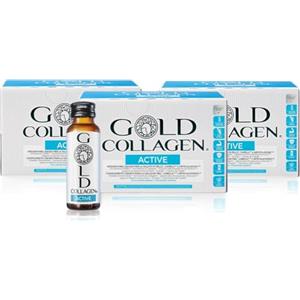 GOLD COLLAGEN Active - Collagene Integratore Liquido con Vitamina C e Glucosamina, Integratore Articolazioni al Collagene Bovino con Acido Ialuronico per Capelli Ossa Pelle, 30 Flaconi da 50 ml